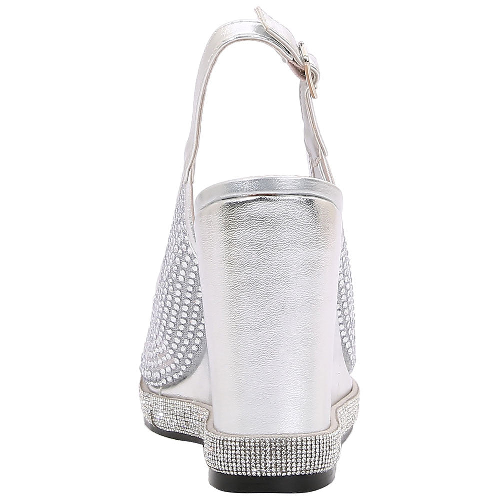 Lady Couture Belair 4” Wedge Sandals in Silver