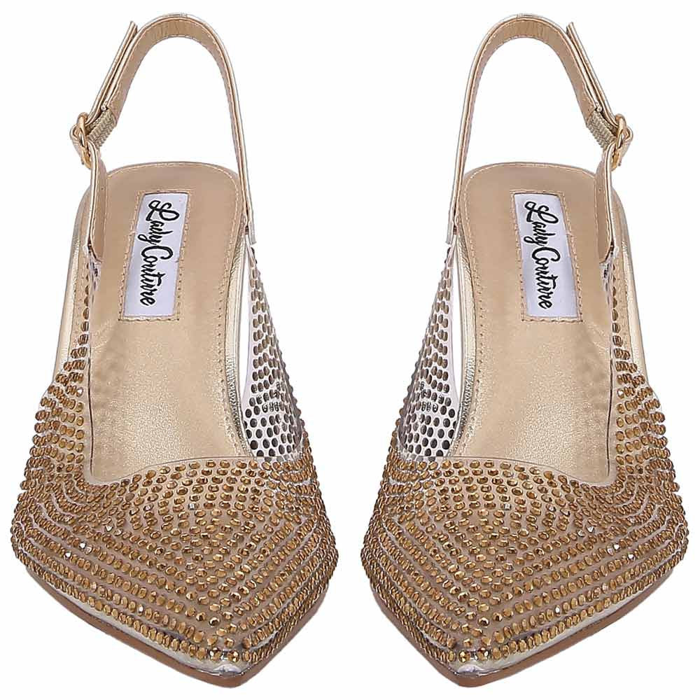 Lady Couture Irene 3.5” High Heel Pumps in Gold
