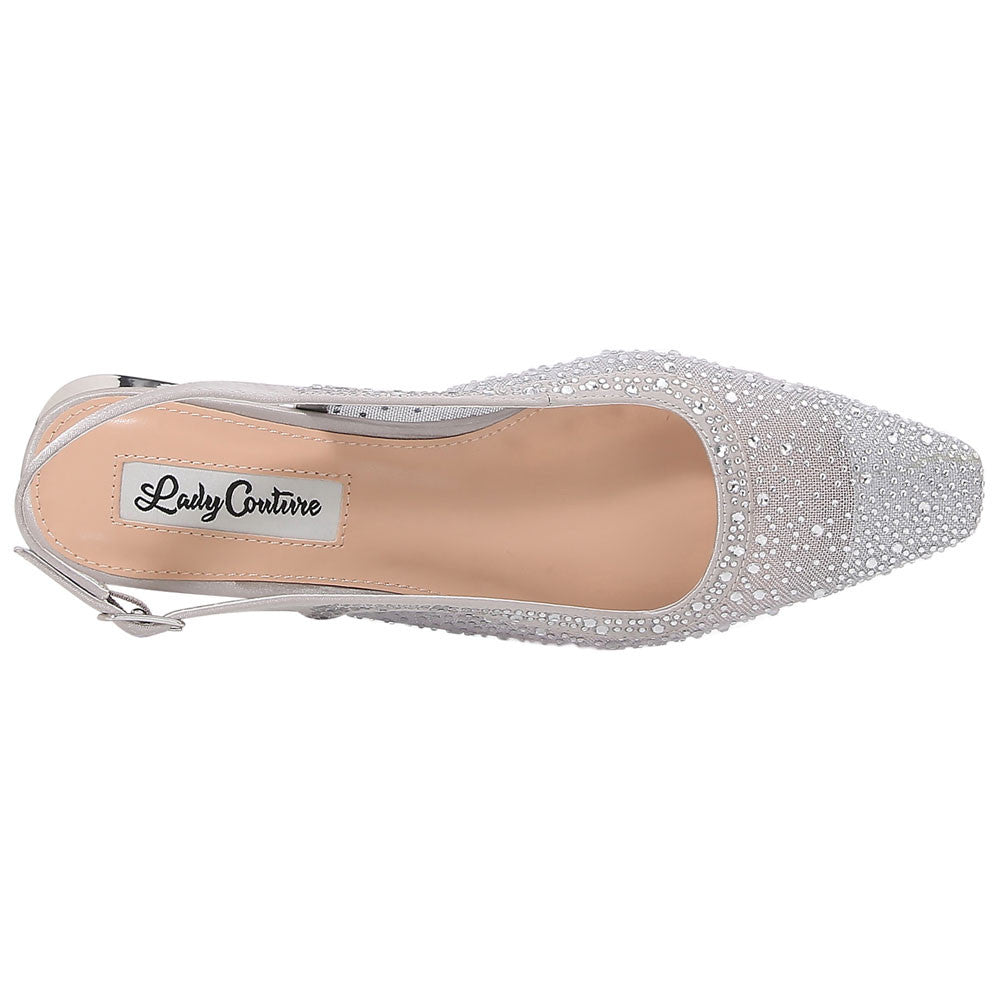Lady Couture Kara 0.75” Block Heel Flats in Silver