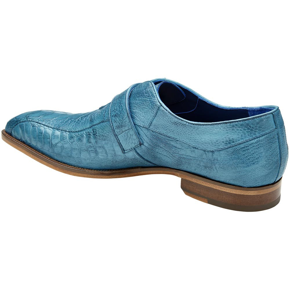 Belvedere Marte Antique Ocean/Antique Brandy Genuine Ostrich Monk Strap Shoes