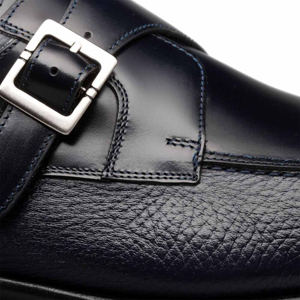 Mezlan Men's Pego Deerskin & Calfskin Monk Strap in Blue