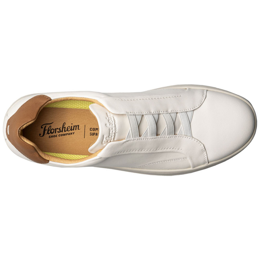 Monopoli Elastic Lace To Toe Sneaker | Florsheim Cream Dress Sneakers for Men