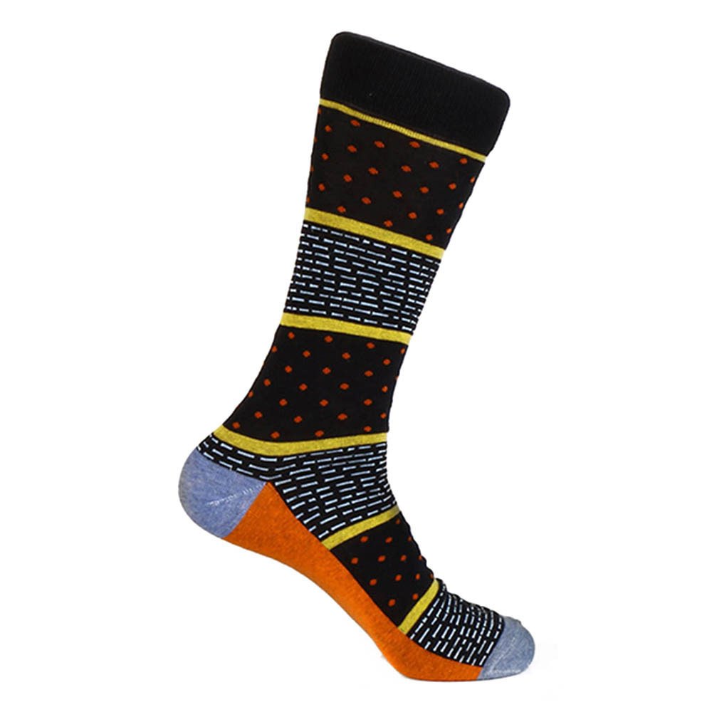 Steven Land Black Multi Dots and Dashes Pattern Men's Socks