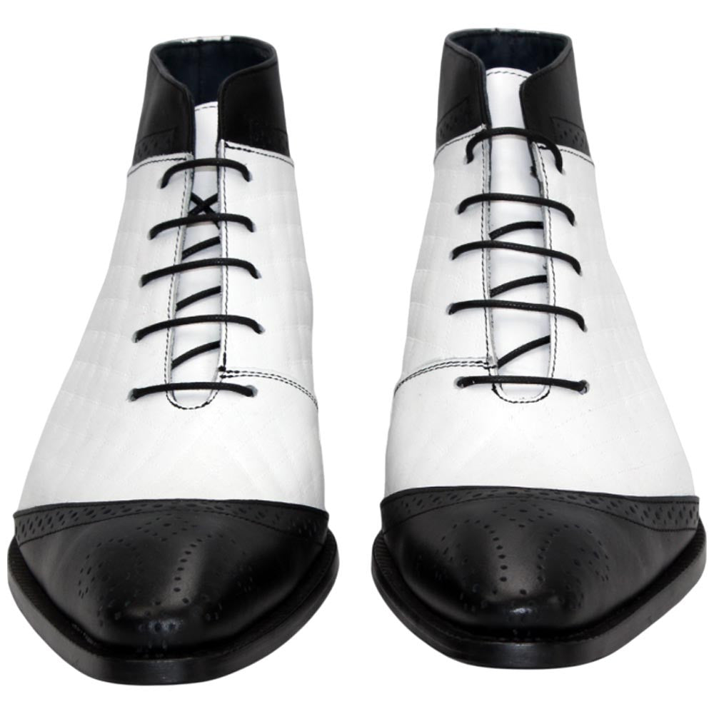Lauro Black w/White Calfskin Leather Boot | Duca Dress Boots for Men