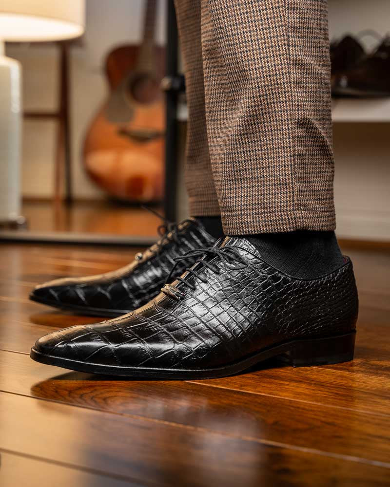 Marco Di Milano Bono Black Alligator Dress Shoes