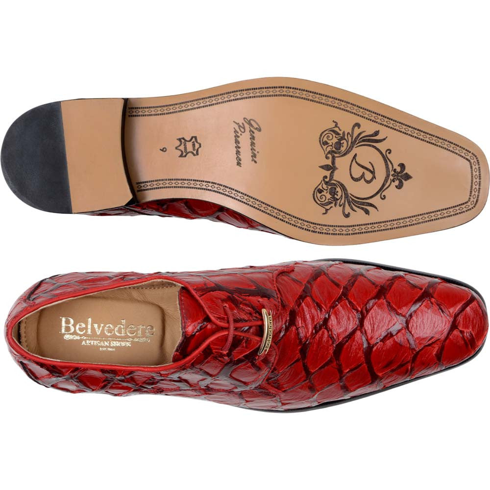 Belvedere Renzo Red Men’s Genuine Pirarucu Dress Shoes