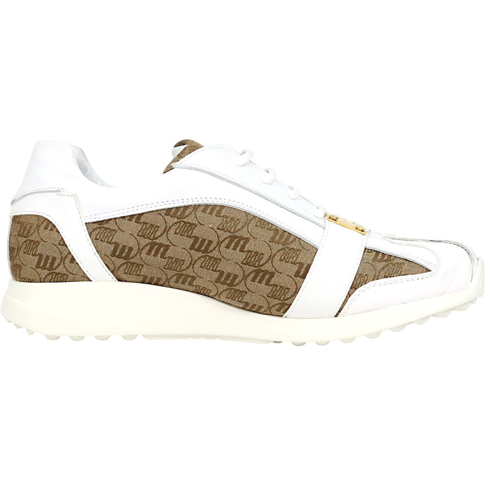 Mauri Kingsman Men's White / Beige Exotic Crocodile / Fabric / Nappa / Patent Leather Casual Sneaker