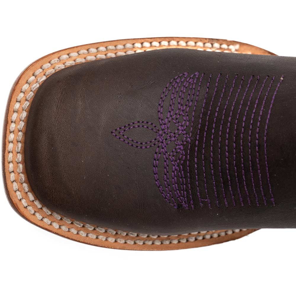 Ferrini Women’s Maggie Chocolate Square Toe Leather Cowboy Boots