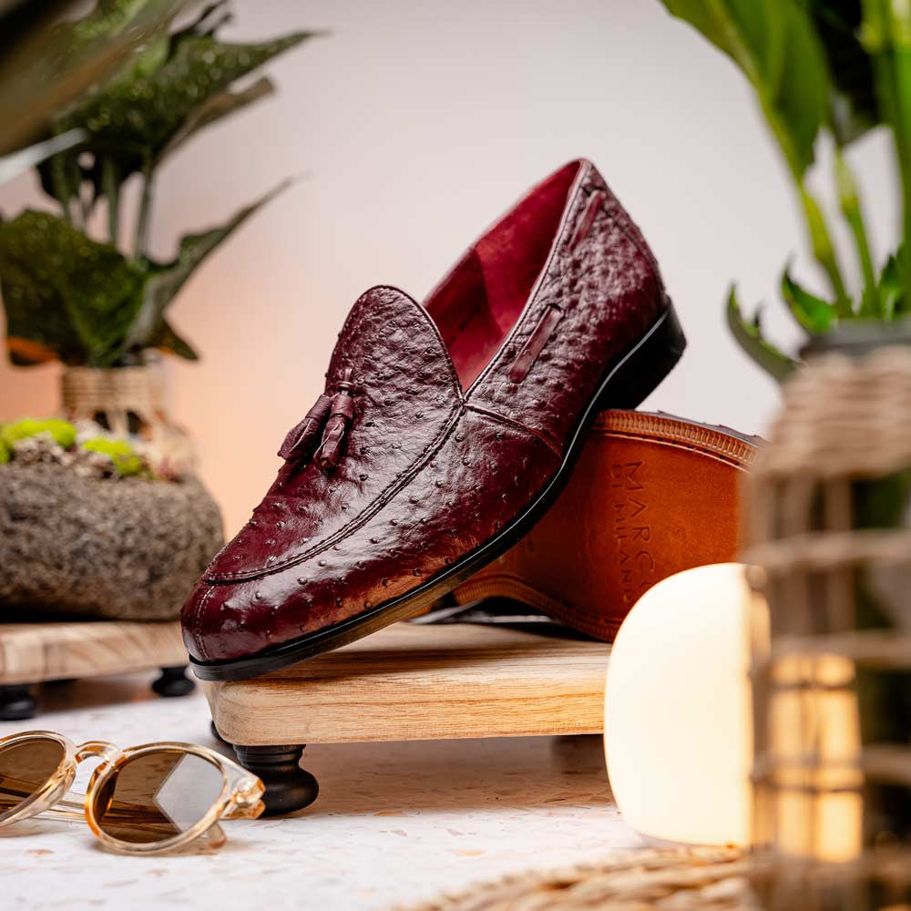 Marco Di Milano Aubiere Wine Ostrich Loafers