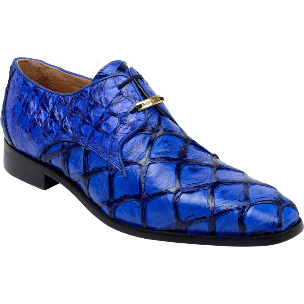 Belvedere Renzo Royal Blue Men’s Genuine Pirarucu Dress Shoes