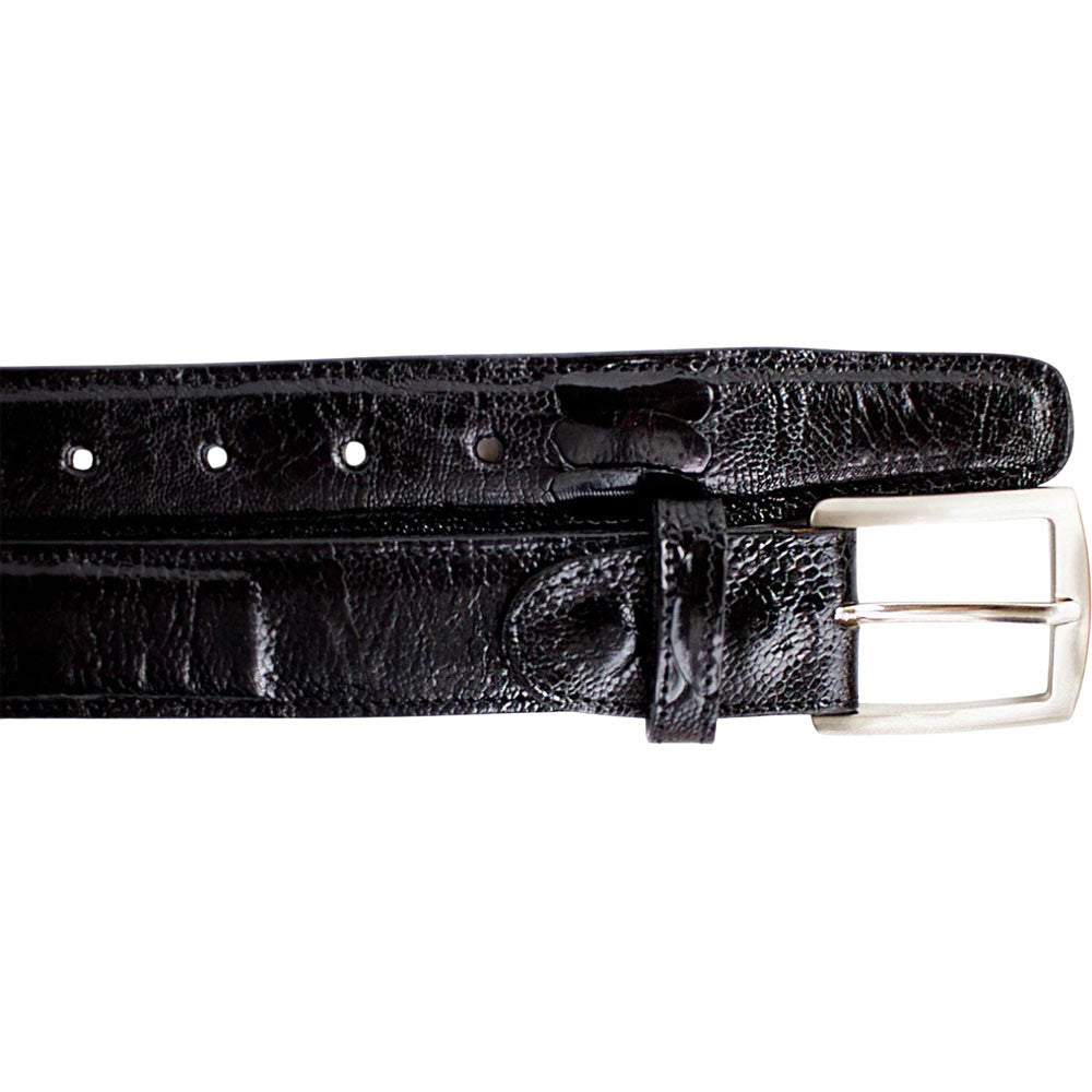 Belvedere Men's Black Ostrich Leg Belt