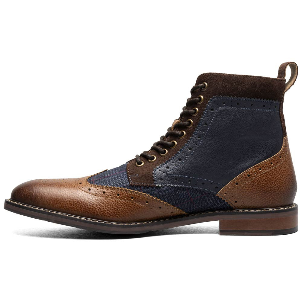 Finnegan Wingtip Lace Up Casual | Stacy Adams Casual Shoes in Cognac & Navy Multi for Men