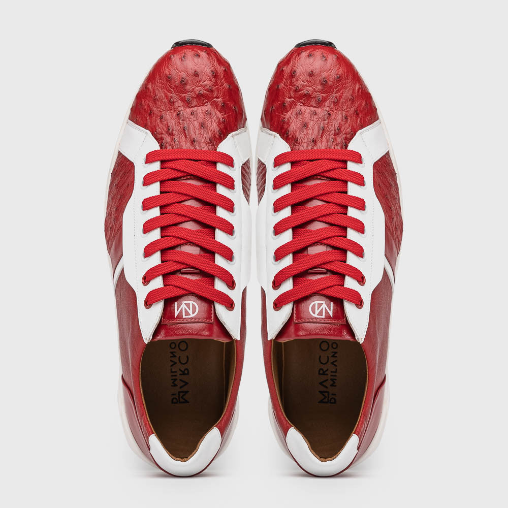 Marco Di Milano LYON II Ostrich and Calfskin Red/White Sneakers