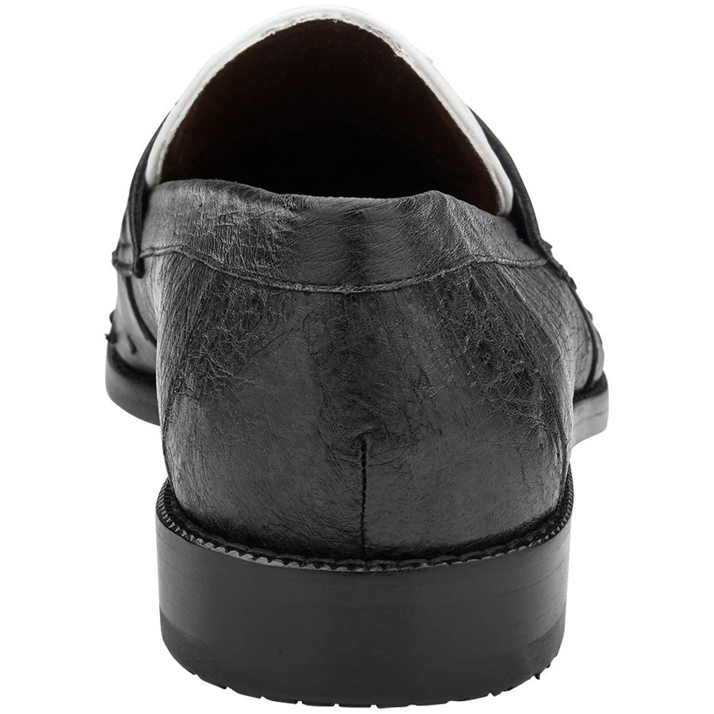 Belvedere Espada Black/White Men’s Ostrich Quill Penny Loafers