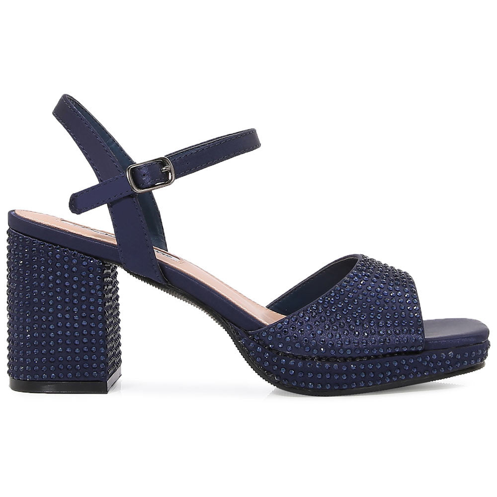Lady Couture Judy 3” Block Heel Sandals in Navy