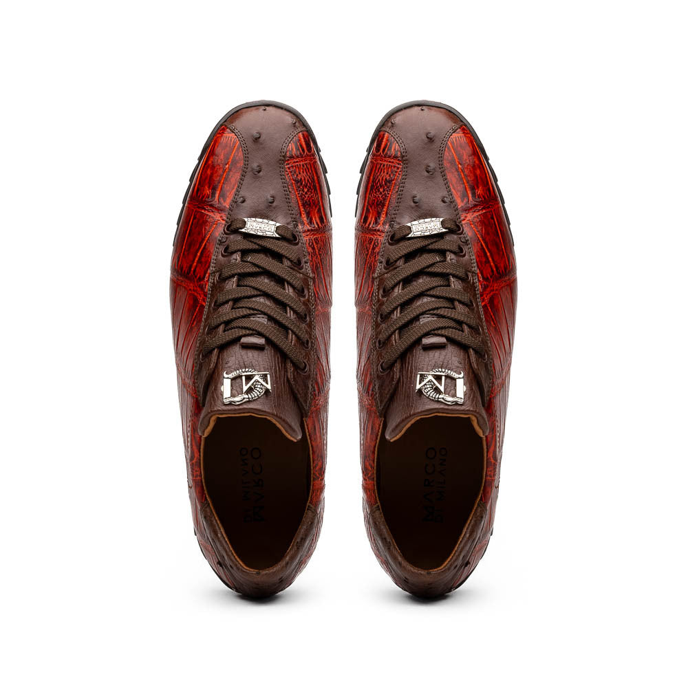 Marco Di Milano SAULO Alligator/Ostrich Cognac Fashion Sneakers