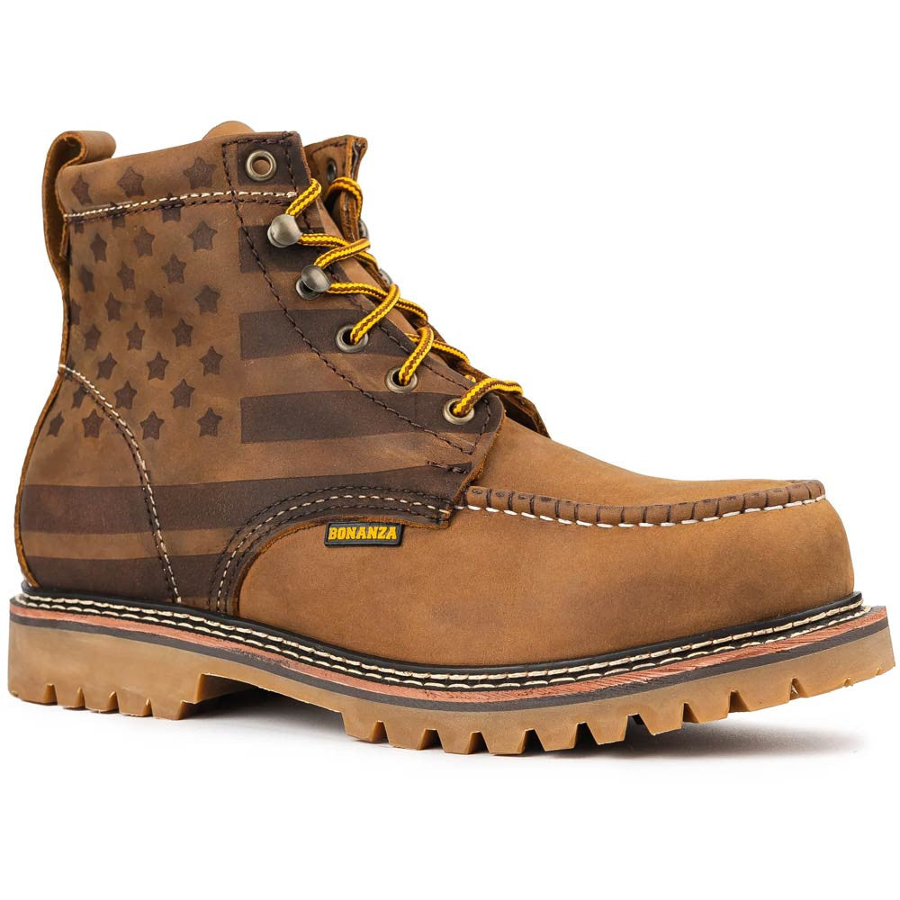 Bonanza Heritage 6” Flag Brown Moc Toe Work Boots