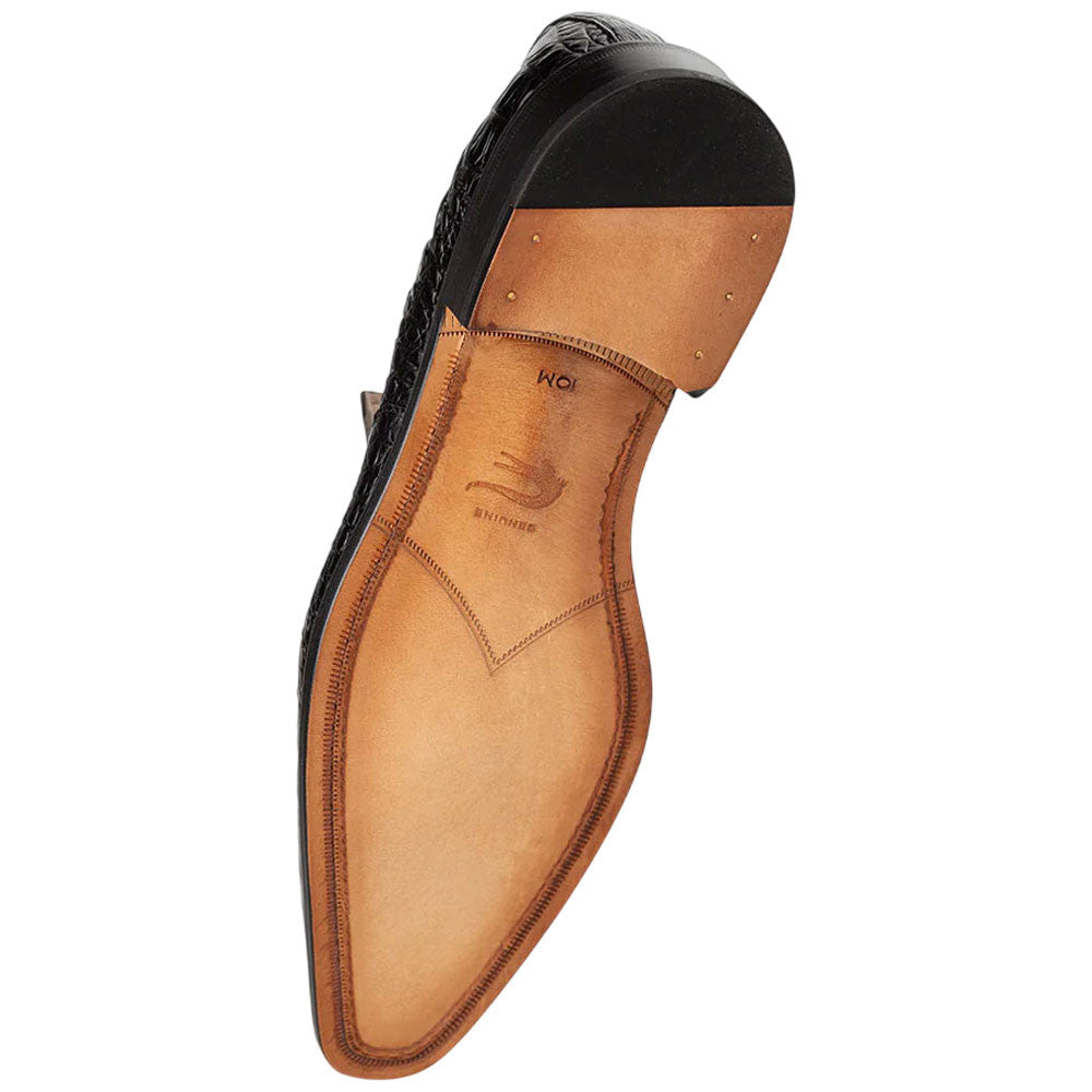 Mezlan Men’s Rhodas Black Crocodile Skin Ornament Exotic Dress Loafer