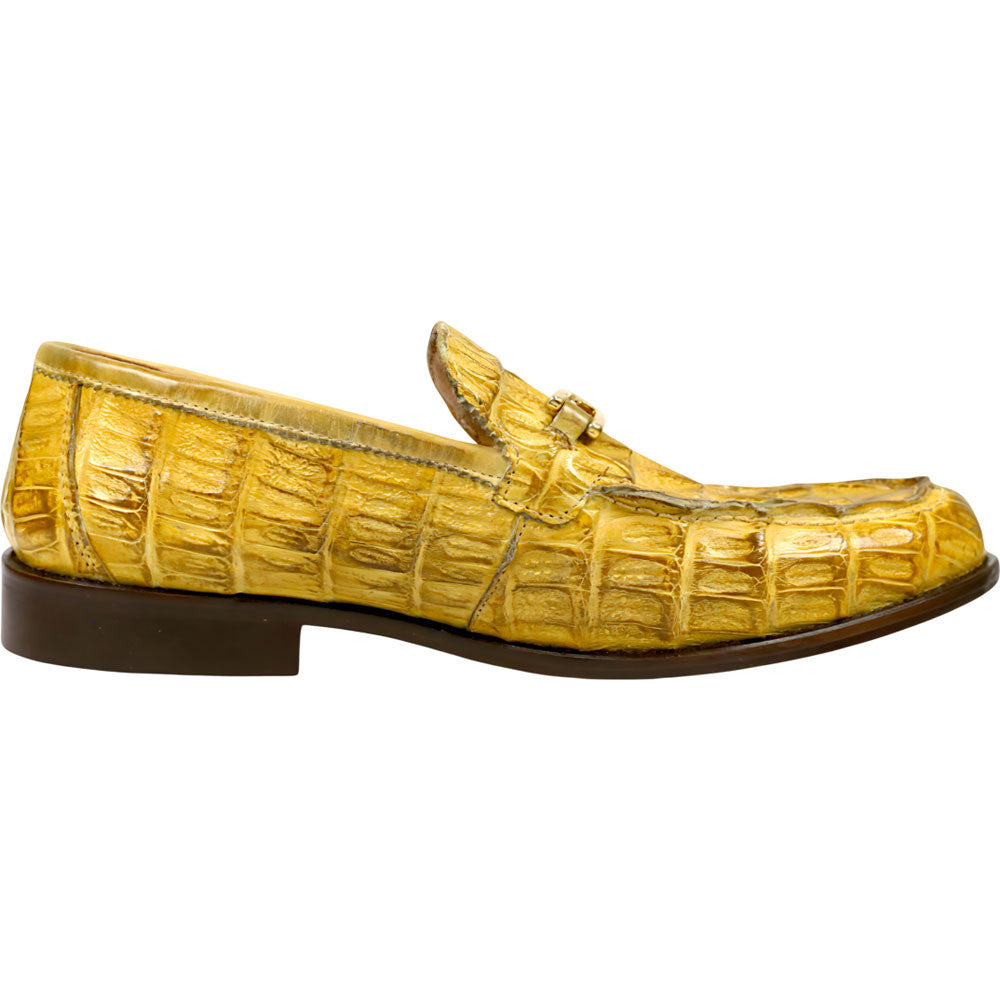 Mauri Chapel Men's Yellow Exotic Hornback / Nappa Leather Horsebit Split-Toe Loafer