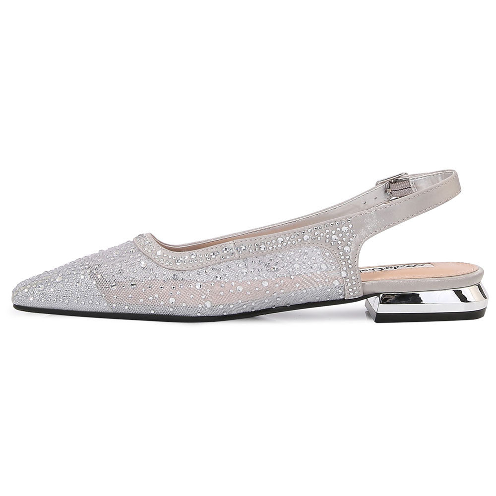 Lady Couture Kara 0.75” Block Heel Flats in Silver