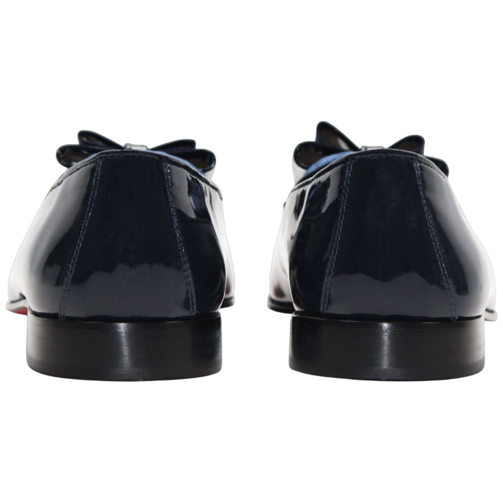 Amalfi Navy Velvet & Patent Leather Slip on | Duca Bow Dress Loafers