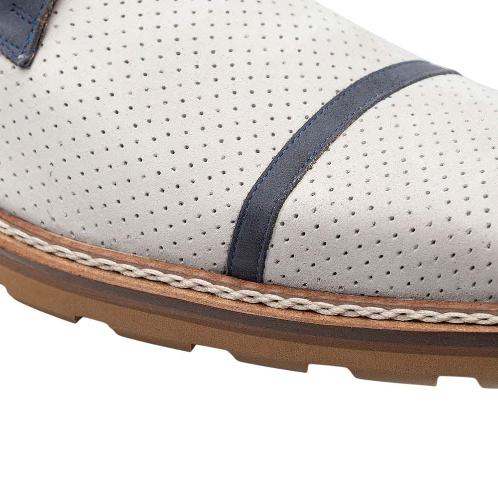 Mezlan Men's Grey/Blue Summertime Rubber-Lite Monk Strap Shoes