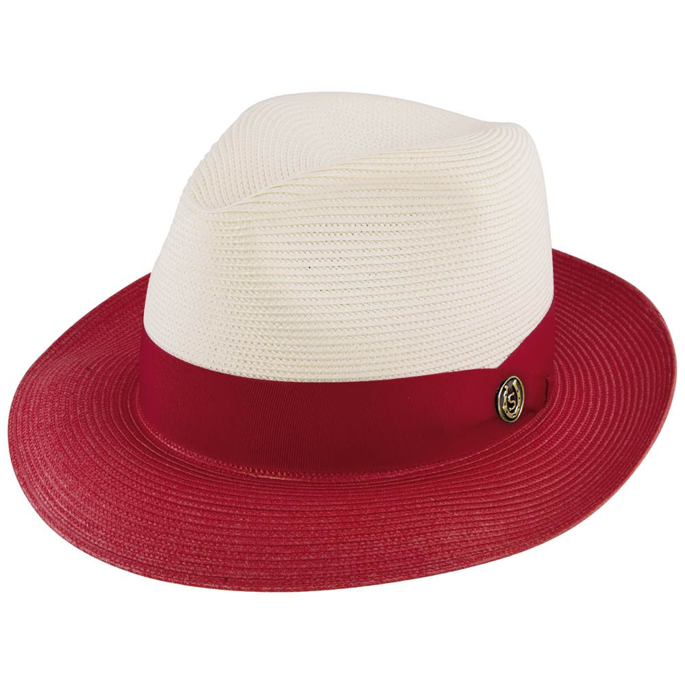 Stetson Toledo Milan Straw Hat in Ivory/Red