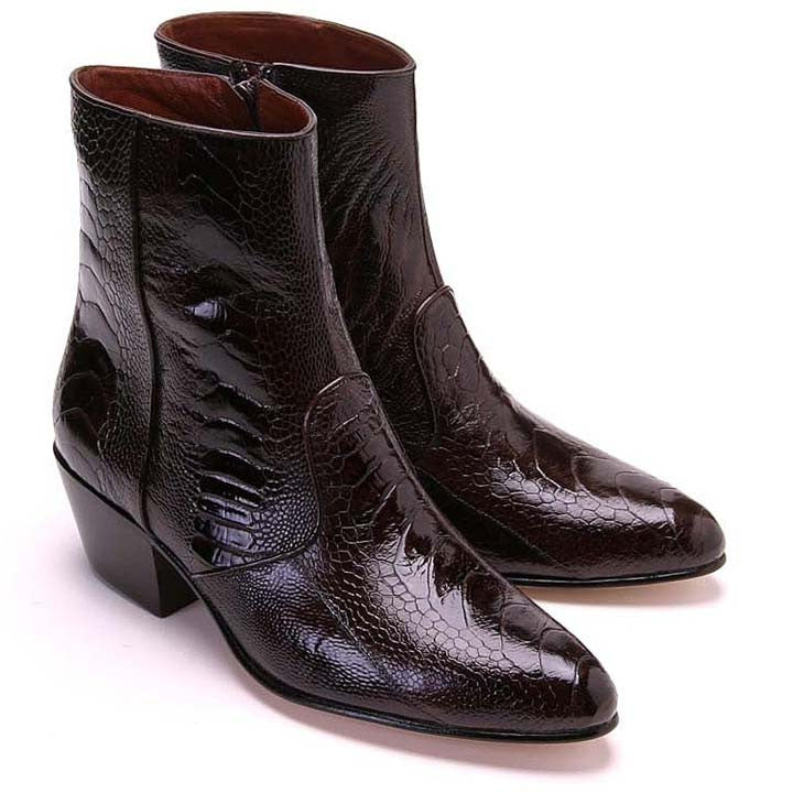 Los Altos Brown Genuine Ostrich Paw Dress Boot