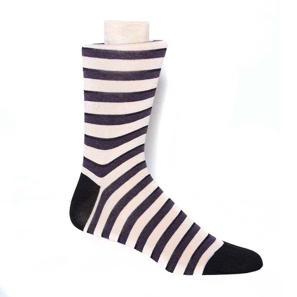 Tallia Beige Plum Stripes Men's Socks (One Size)