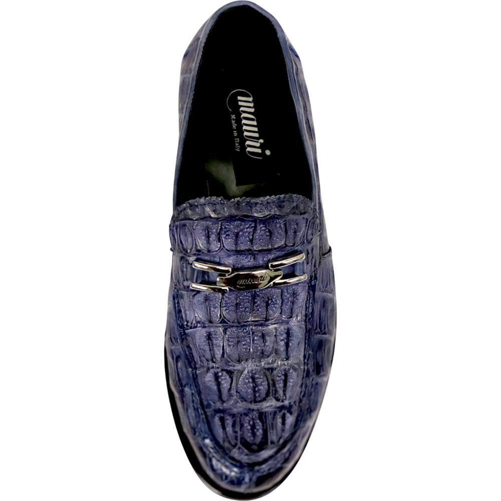 Mauri Chapel Men's Wonder Blue Exotic Hornback / Nappa Leather Horsebit Split-Toe Loafer