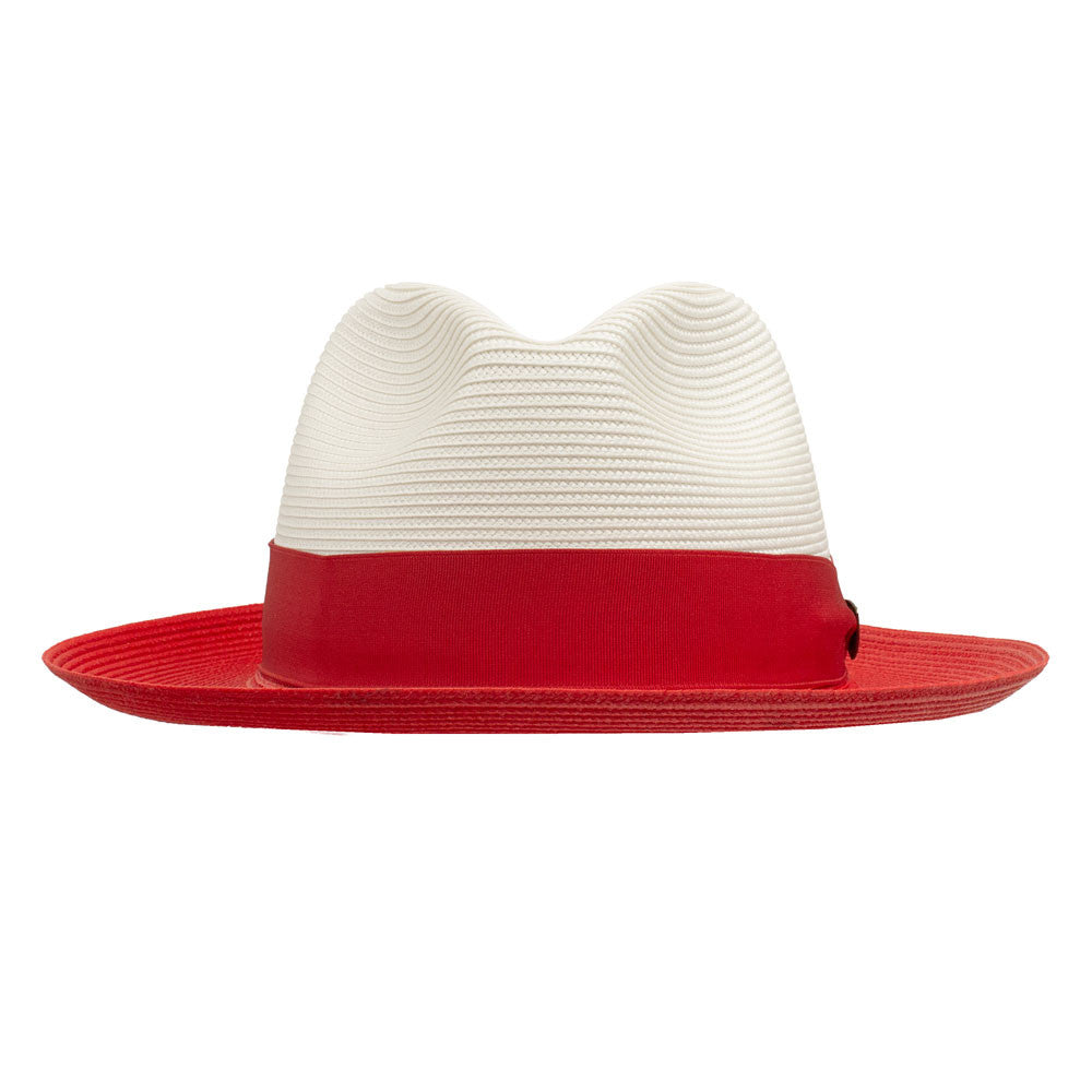 Dobbs Toledo Milan Straw Hat in Ivory/Red