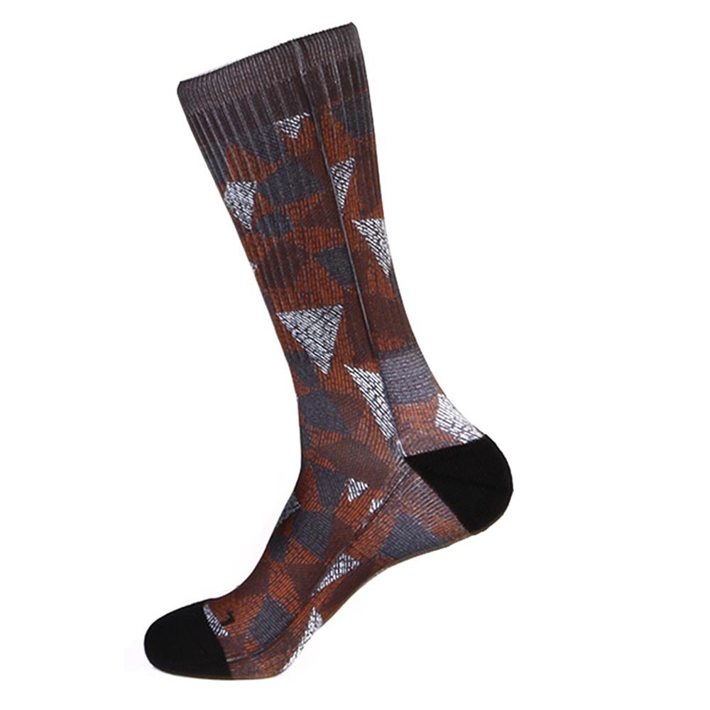 Steven Land Mosaic Pattern Red Multi Cotton Nylon Spandex Men's Socks