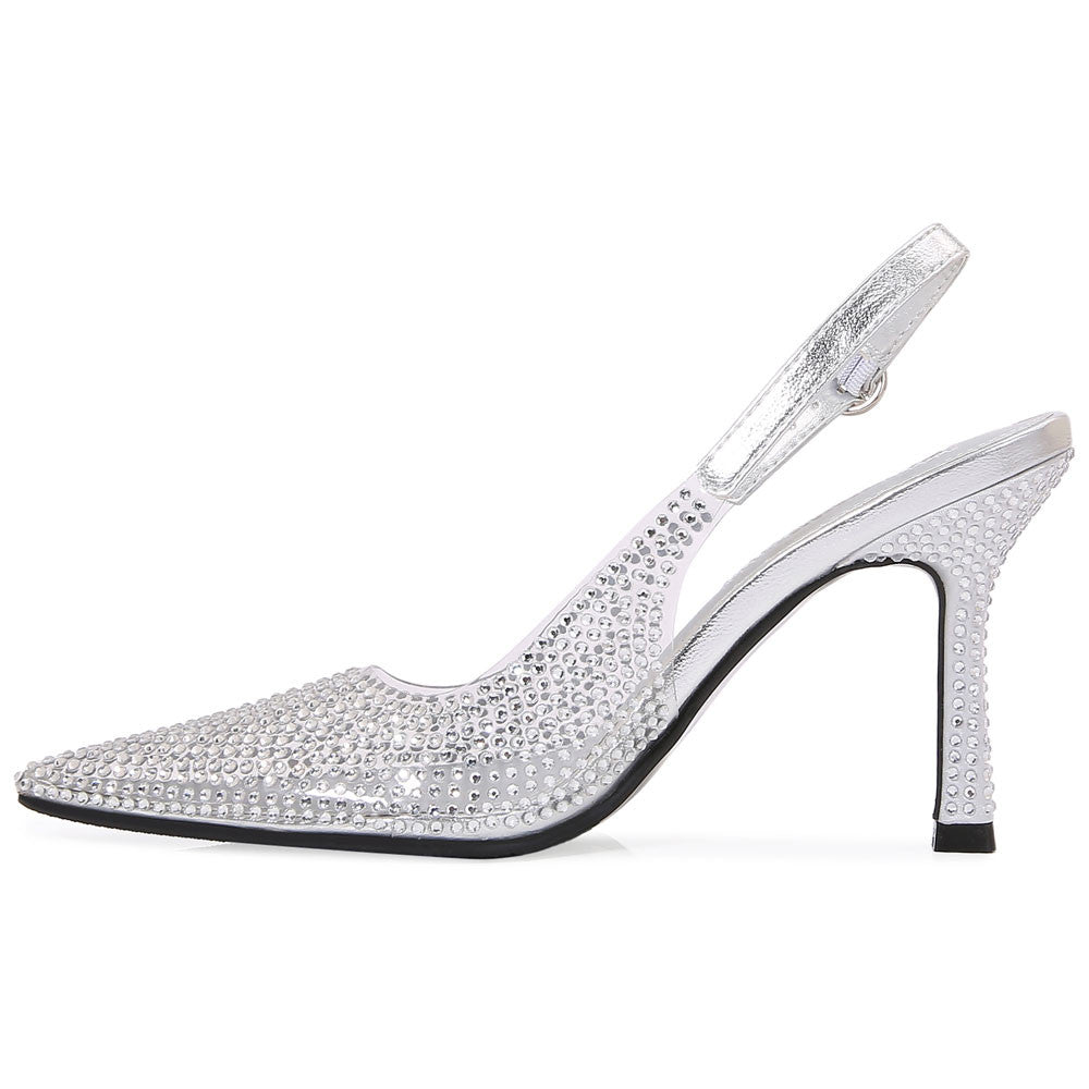 Lady Couture Irene 3.5” High Heel Pumps in Silver