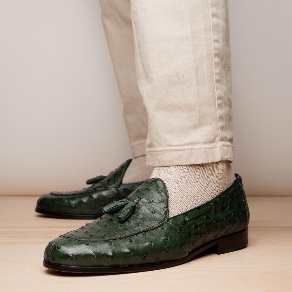 Marco Di Milano Aubiere Forest Green Ostrich Loafers