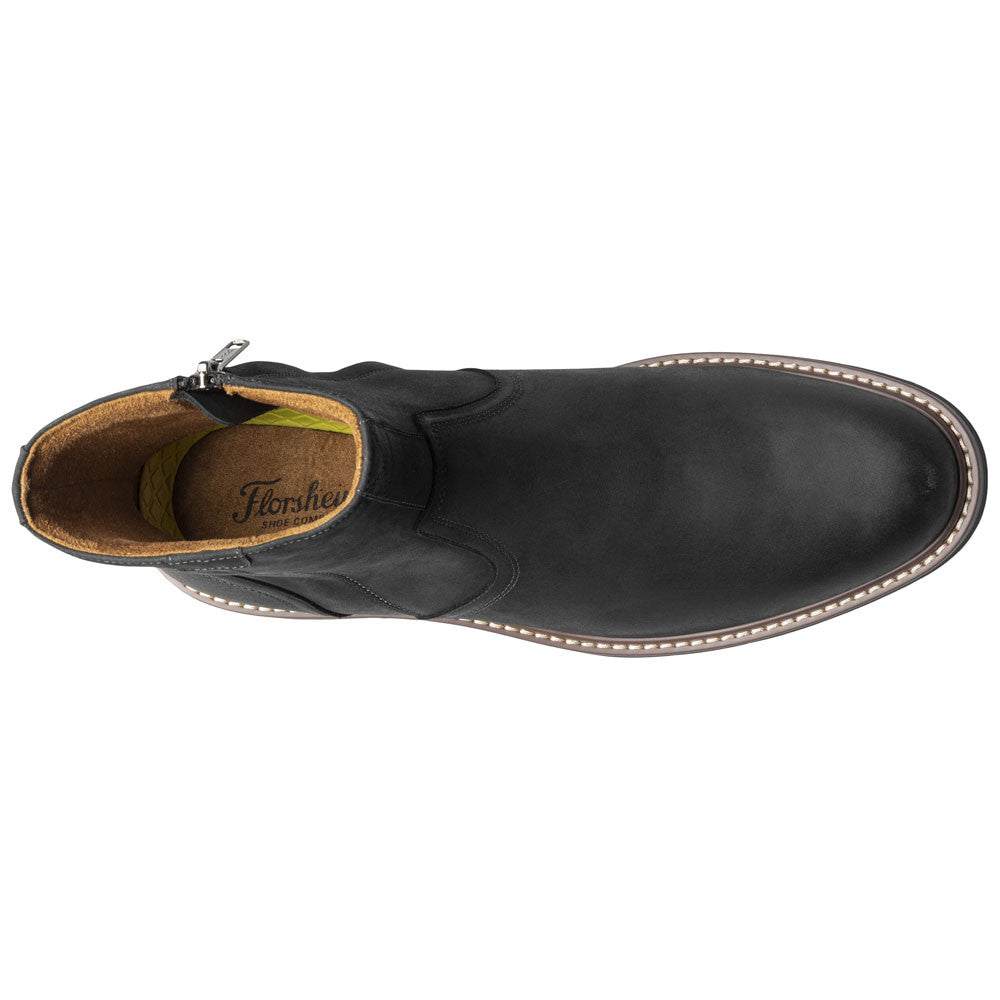Norwalk PlainToe Side Zip Boot | Florsheim Black CH Dress Boots for Men