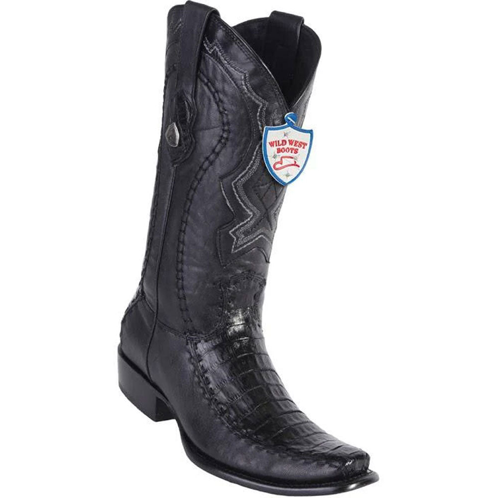 Wild West Black Genuine Caiman Skin Boots