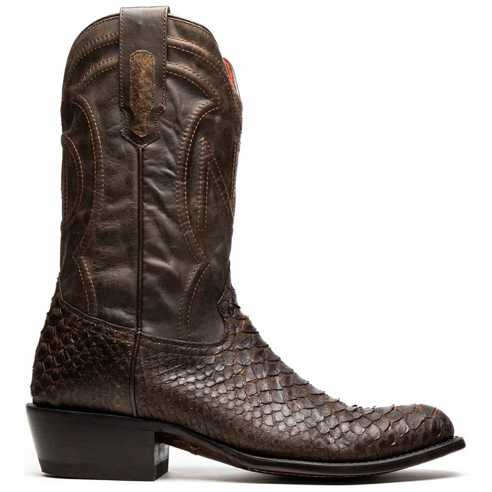 Kansas Genuine Python Skin Brown Cowboy Boot | Marco Di Milano Western Boots