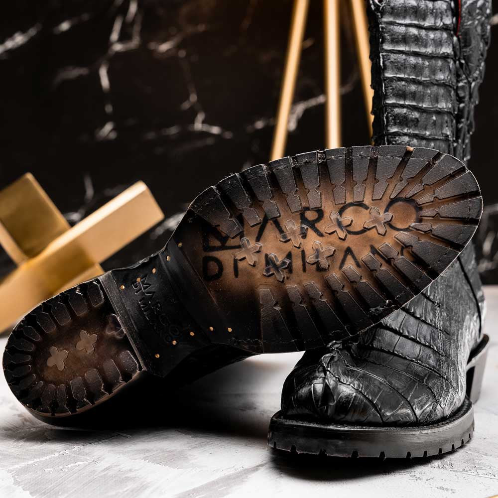 Marlboro Genuine Hornback Caiman Skin Black Cowboy Boot | Marco Di Milano Western Boots