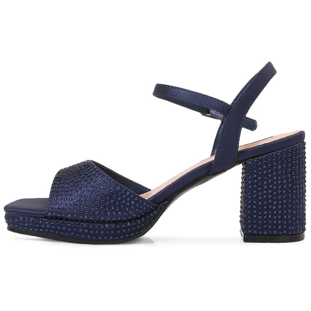 Lady Couture Judy 3” Block Heel Sandals in Navy
