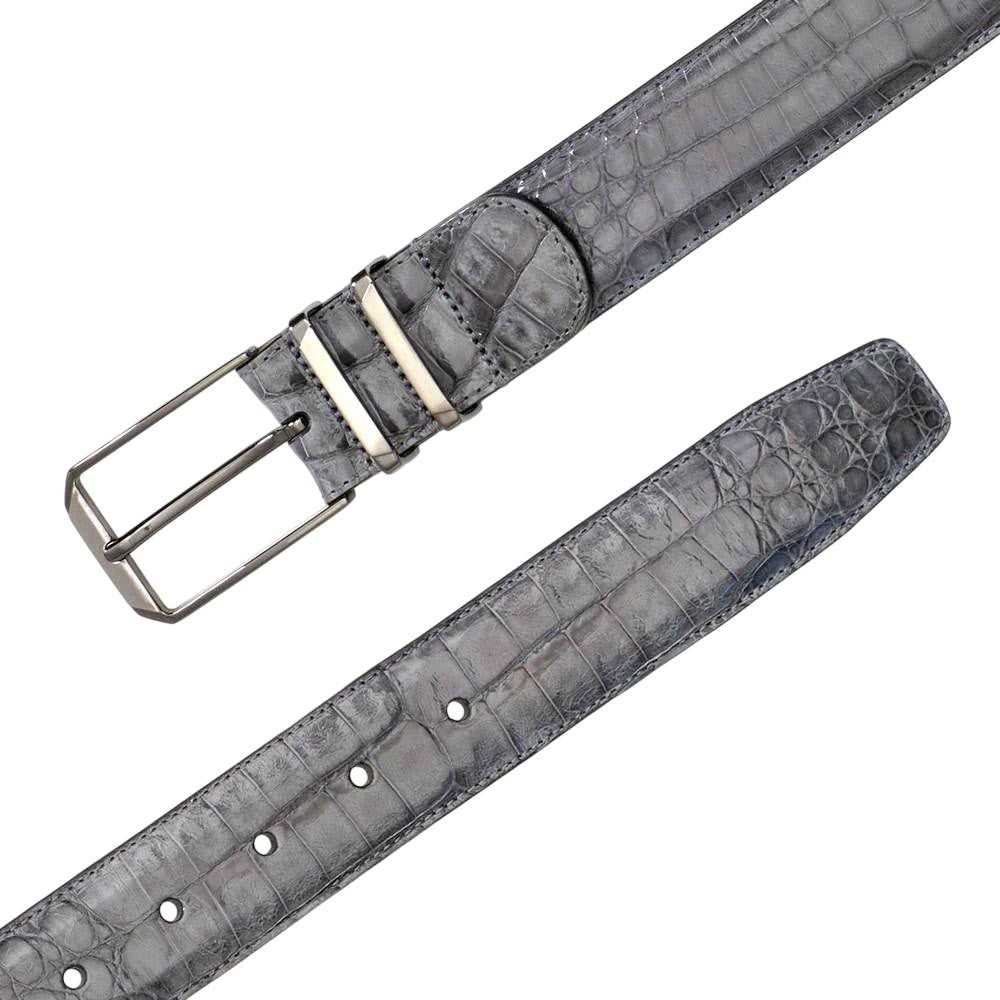 Mezlan Men's Genuine Crocodile Belt in Grey