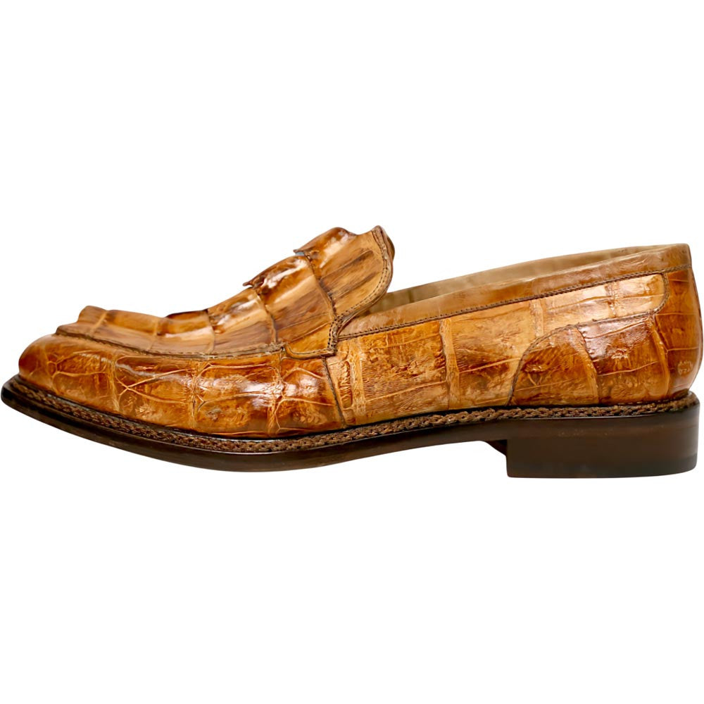 Mauri Orefici Men's Cognac Shoes Exotic Crocodile / Hornback Tail Loafers