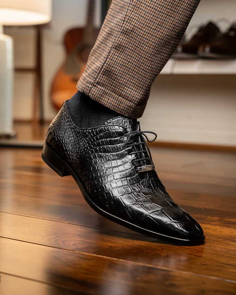 Marco Di Milano Bono Black Alligator Dress Shoes