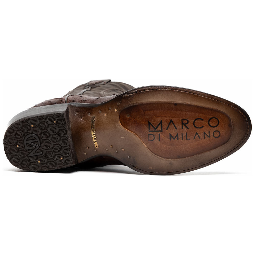 Savannah Genuine Full Quill Ostrich Skin Cowboy Tabac Boot | Marco Di Milano Western Boots