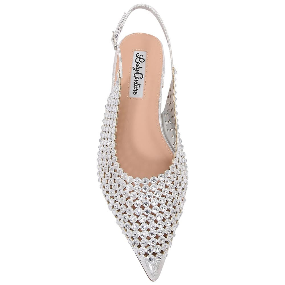 Lady Couture 0.75” Heel Emmy Flats in Silver