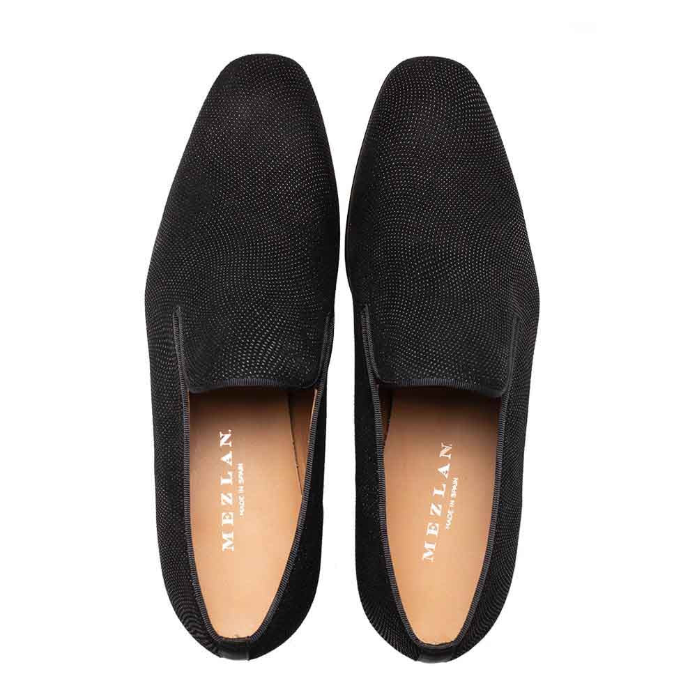 Mezlan Notte Black Glass Suede Slip On Shoes