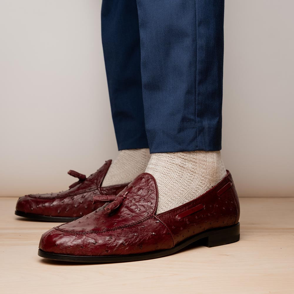 Marco Di Milano Aubiere Wine Ostrich Loafers