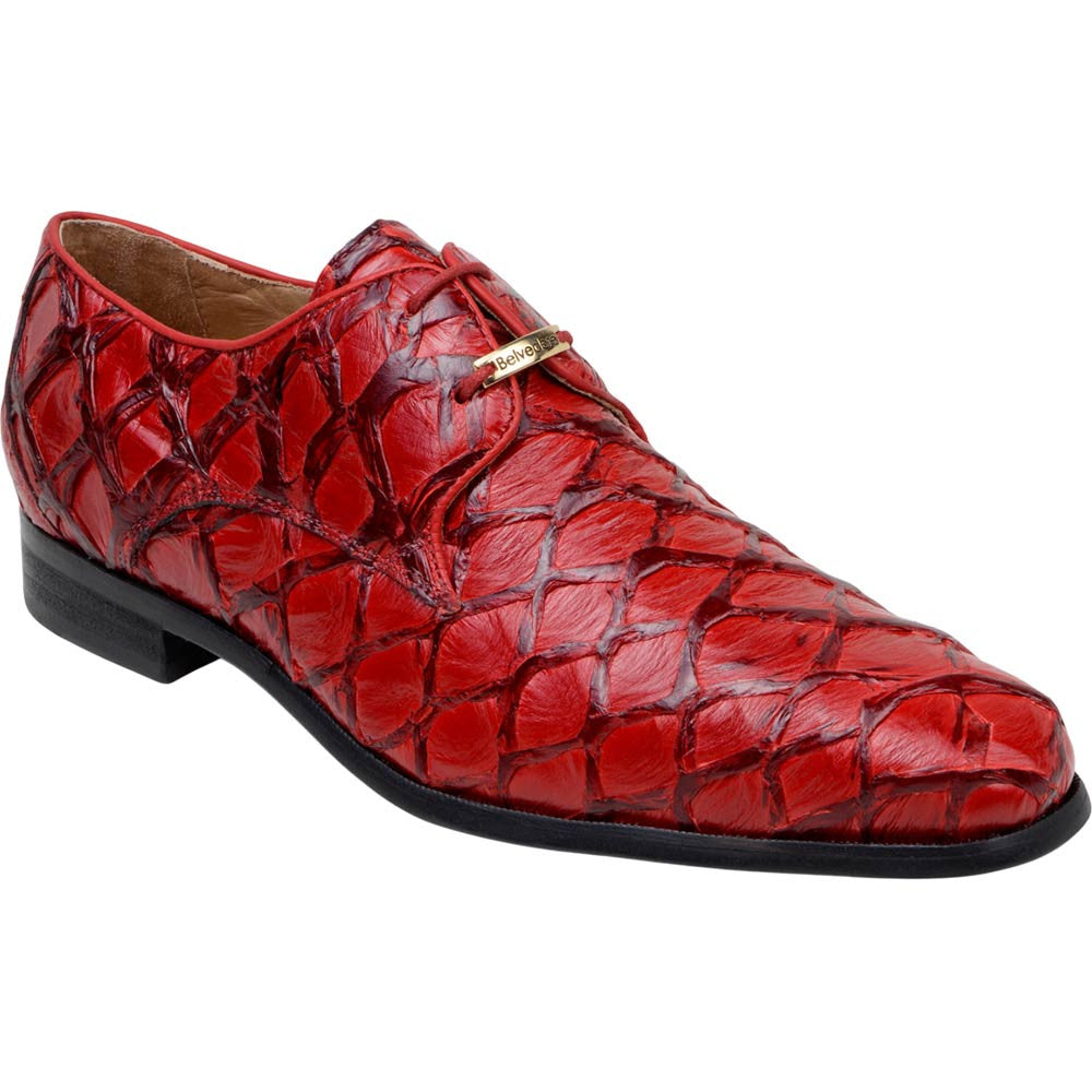 Belvedere Renzo Red Men’s Genuine Pirarucu Dress Shoes