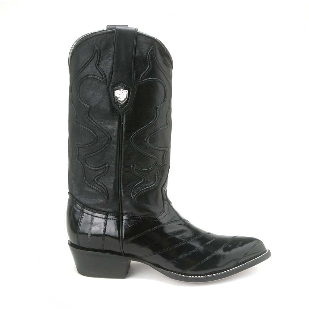 Wild West Black Genuine Eel Skin Boots