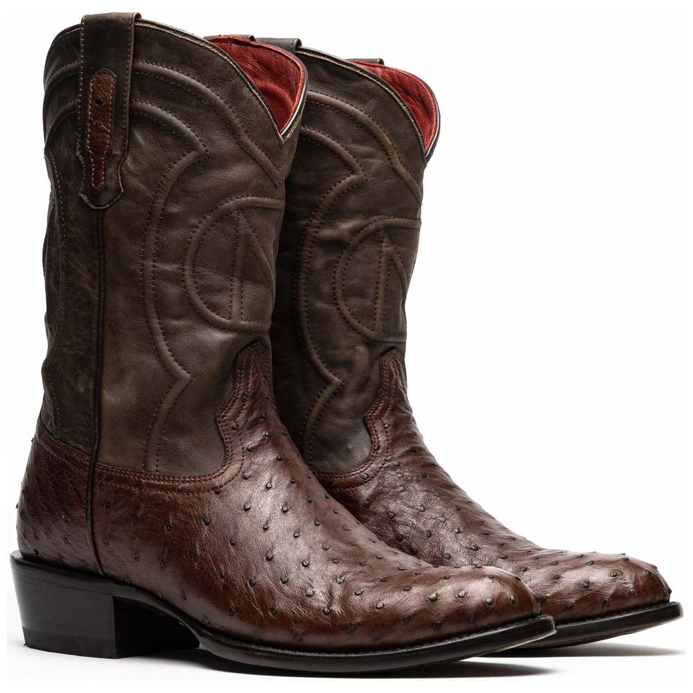 Savannah Genuine Full Quill Ostrich Skin Cowboy Tabac Boot | Marco Di Milano Western Boots