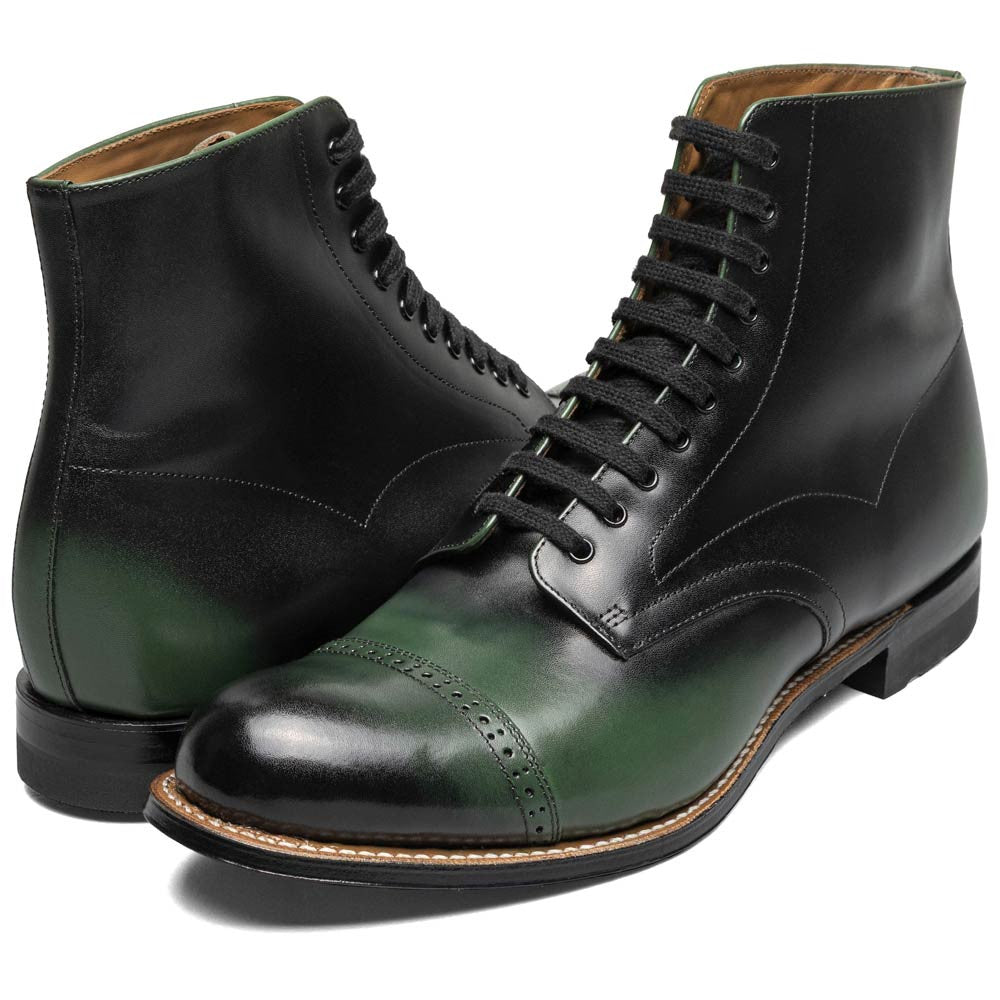 Stacy Adams Madison Green Anaconda Print Leather Cap Toe Boots (USA Men Size)